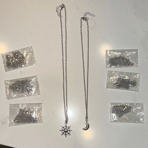 Silver Sun and Moon Necklace bundle